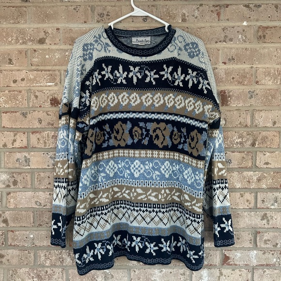 Private Eyes Sweaters - Women’s private eyes vintage blue brown sweater